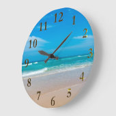 美しい熱帯ターコイズビーチ円形 ラージ壁時計 (傾斜)
