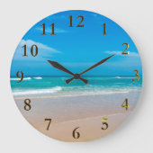 美しい熱帯ターコイズビーチ円形 ラージ壁時計 (正面)