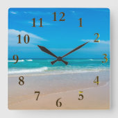 美しい熱帯ターコイズビーチ スクエア壁時計 (正面)