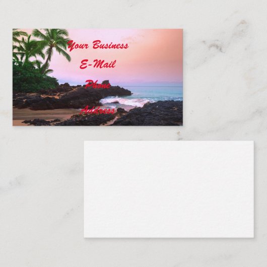 美しい熱帯ハワイ諸島のビーチの日没 名刺 (正面/裏面)