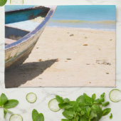 美しい熱帯ビーチとボート キッチンタオル (折り畳み)