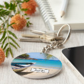 美しい熱帯ビーチとボート キーホルダー (側面)