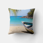 美しい熱帯ビーチとボート クッション (裏面)