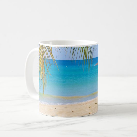 美しい熱帯ビーチとボート コーヒーマグカップ (正面左)