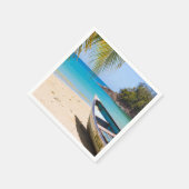 美しい熱帯ビーチとボート スタンダードカクテルナプキン (角)