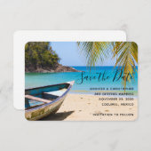 美しい熱帯ビーチとボート セーブザデート (正面/裏面)