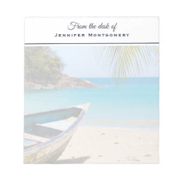 美しい熱帯ビーチとボート ノートパッド