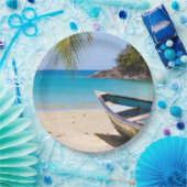 美しい熱帯ビーチとボート ペーパープレート (パーティー)