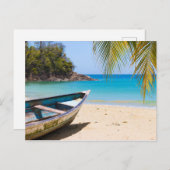 美しい熱帯ビーチとボート ポストカード (正面/裏面)