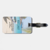 美しい熱帯ビーチとボート ラゲッジタグ (裏面横)