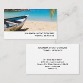 美しい熱帯ビーチとボート 名刺 (正面/裏面)