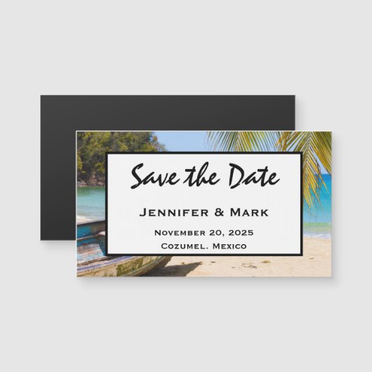 美しい熱帯ビーチ結婚式日付を保存 (正面/裏面)