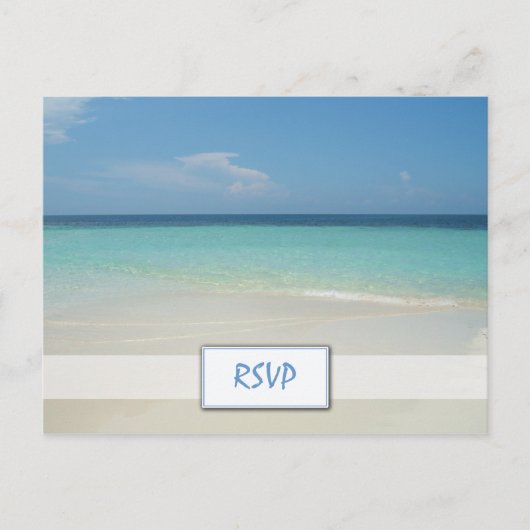 美しい熱帯ビーチ結婚式RSVP インビテーションポストカード (正面)
