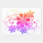 美しい熱帯フローラフラワーテーマ ラッピングペーパーシート (正面3)