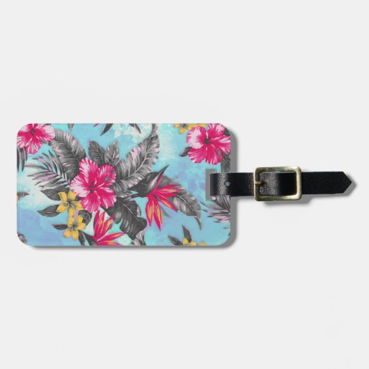 美しい熱帯フローラ絵を描水彩 ラゲッジタグ (正面横)