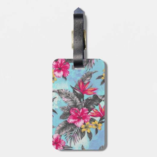 美しい熱帯フローラ絵を描水彩 ラゲッジタグ (裏面縦)