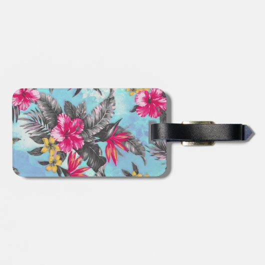 美しい熱帯フローラ絵を描水彩 ラゲッジタグ (裏面横)
