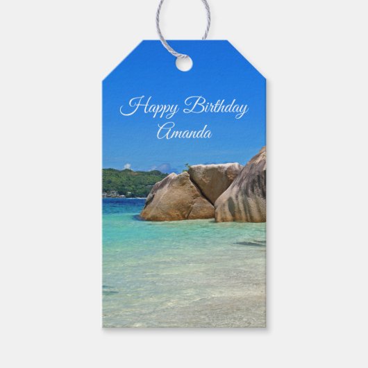 美しい熱帯海のロッキー海岸線 ギフトタグ (正面)