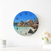 美しい熱帯海のロッキー海岸線 ラージ壁時計 (ホーム)