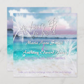 美しい熱帯海の結婚日の出 招待状 (正面/裏面)