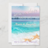 美しい熱帯海サンライズ日付を保存 マグネット招待状 (正面)