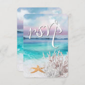 美しい熱帯海サンライズ結婚RSVP 出欠カード (正面/裏面)