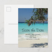 美しい熱帯海パラダイスセーブ・ザ・デイト インビテーションポストカード (正面/裏面)