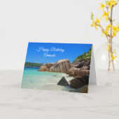 美しい熱帯海ロッキーコーストライン誕生日 カード (黄色い花)