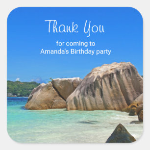 美しい熱帯海ロッキーコーストライン誕生日 スクエアシール