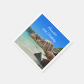 美しい熱帯海ロッキーコーストライン誕生日 スタンダードカクテルナプキン (角)