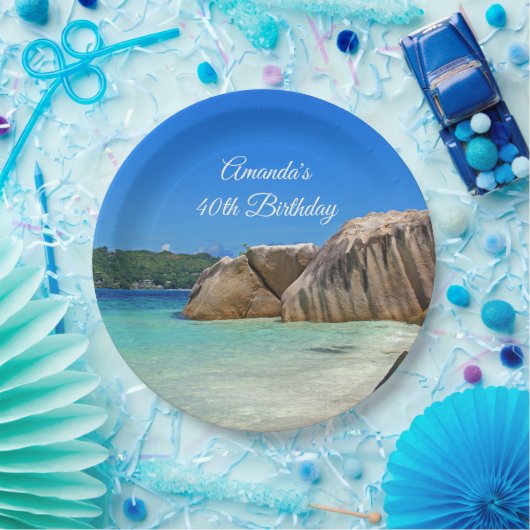 美しい熱帯海ロッキーコーストライン誕生日 ペーパープレート (パーティー)