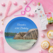 美しい熱帯海ロッキーコーストライン誕生日 ペーパープレート (パーティー)
