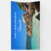 美しい熱帯海ロッキーコーストライン誕生日 横断幕 (縦)