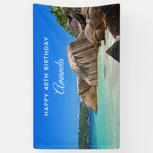 美しい熱帯海ロッキーコーストライン誕生日 横断幕 (縦)