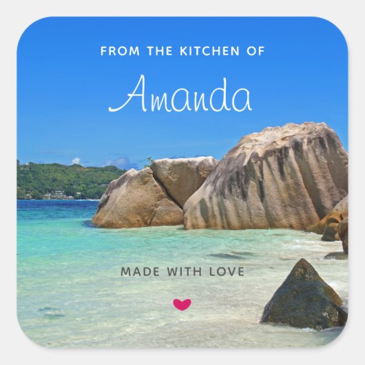 美しい熱帯海ロッキー海岸線キッチン スクエアシール (正面)