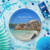 美しい熱帯海ロッキー結婚海岸線 ペーパープレート (パーティー)