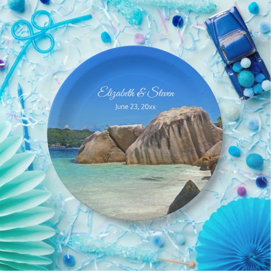 美しい熱帯海ロッキー結婚海岸線 ペーパープレート (パーティー)