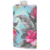 美しい熱帯絵を描フローラの水色 フラスク (左)