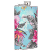 美しい熱帯絵を描フローラの水色 フラスク (右)