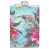 美しい熱帯絵を描フローラの水色 フラスク (正面)