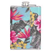 美しい熱帯絵を描フローラの水色 フラスク (裏面)
