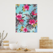 美しい熱帯絵を描フローラの水色 ポスター (キッチン)