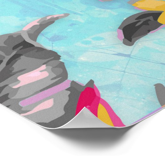 美しい熱帯絵を描フローラの水色 ポスター (角)