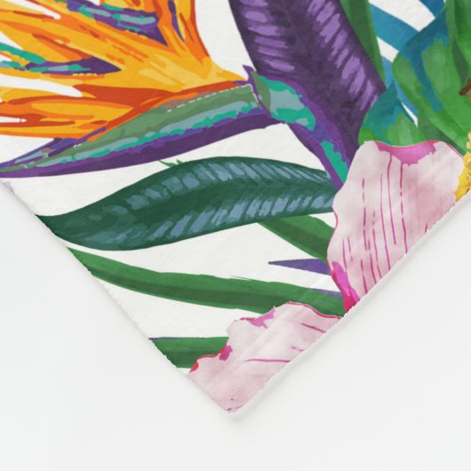 美しい熱帯絵を描フローラ水彩 フリースブランケット (角)