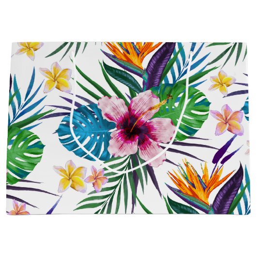 美しい熱帯絵を描フローラ水彩 ラージペーパーバッグ (正面)
