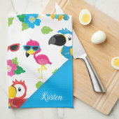 美しい熱帯鳥のパラダイスカラフルパターン キッチンタオル (四つ折り)