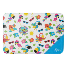 美しい熱帯鳥のパラダイスカラフルパターン バスマット