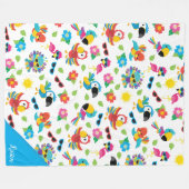 美しい熱帯鳥のパラダイスカラフルパターン フリースブランケット (正面(横))