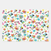 美しい熱帯鳥のパラダイスカラフルパターン ラッピングペーパーシート (正面3)