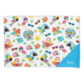 美しい熱帯鳥のパラダイスカラフルパターン 枕カバー (正面)